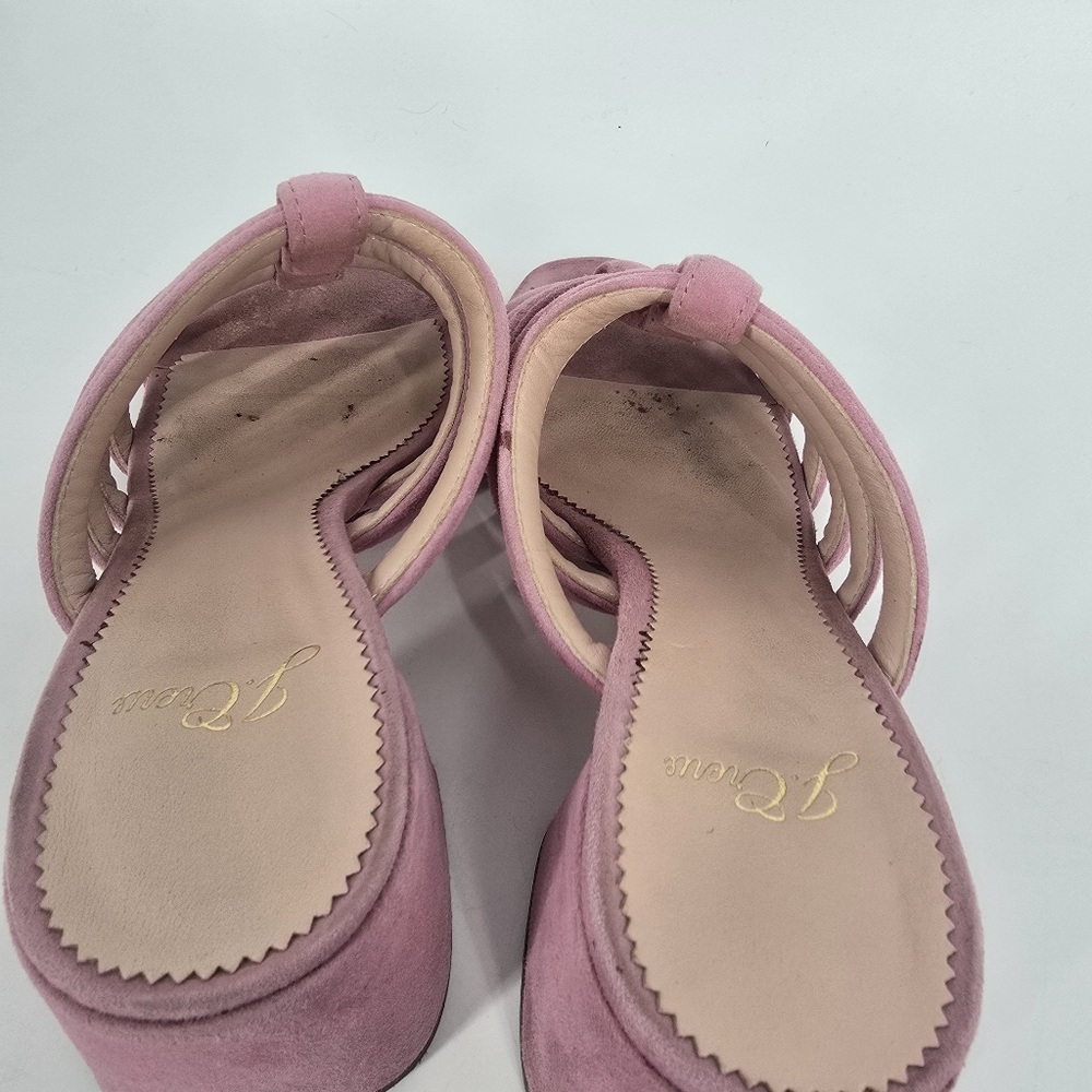J. Crew Pink Strappy Suede Penny Slides Size 6.5 - Picture 8 of 8